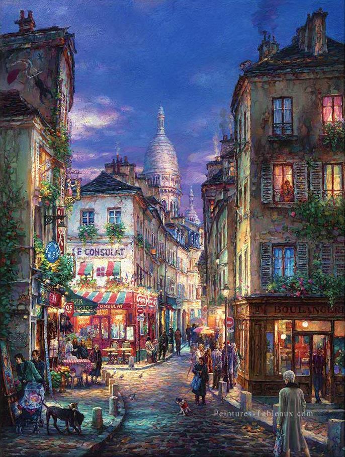 Promenez vous Montmartre paysage urbain scènes modernes de la ville Peintures à l'huile